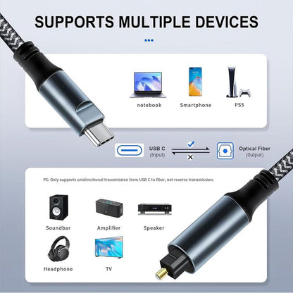 1.2m JUNSUNMAY Male USB Type-C to Male Toslink Optical Audio SPDIF Cable - USB Cable by JUNSUNMAY | Online Shopping UK | buy2fix
