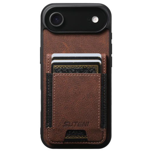 For iPhone 17 Air Suteni H03 Litchi Leather Card Bag Stand Back Phone Case(Brown) - iPhone 17 Air Cases by Suteni | Online Shopping UK | buy2fix