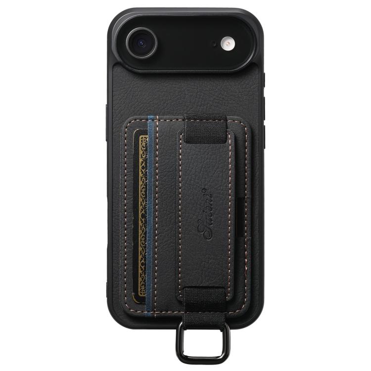 For iPhone 17 Air Suteni H13 Litchi Leather Wrist Strap Wallet Back Phone Case(Black) - iPhone 17 Air Cases by Suteni | Online Shopping UK | buy2fix