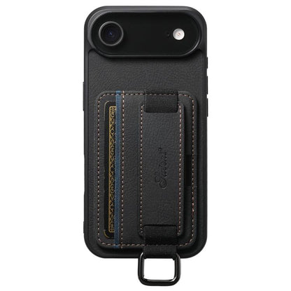 For iPhone 17 Air Suteni H13 Litchi Leather Wrist Strap Wallet Back Phone Case(Black) - iPhone 17 Air Cases by Suteni | Online Shopping UK | buy2fix