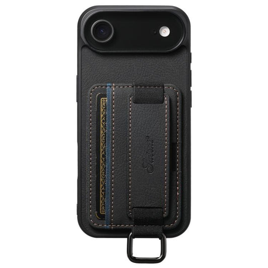For iPhone 17 Air Suteni H13 Litchi Leather Wrist Strap Wallet Back Phone Case(Black) - iPhone 17 Air Cases by Suteni | Online Shopping UK | buy2fix