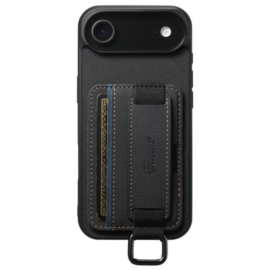 For iPhone Air Suteni H13 Litchi Leather Wrist Strap Wallet Back Phone Case(Black)