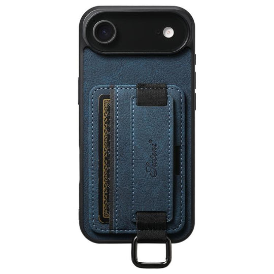 For iPhone Air Suteni H13 Litchi Leather Wrist Strap Wallet Back Phone Case(Blue)