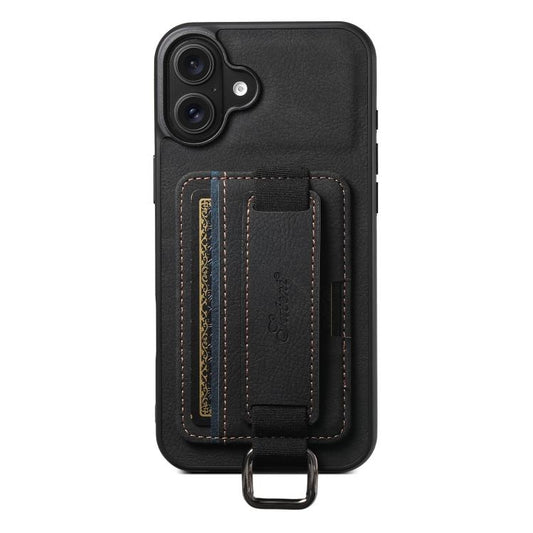 For iPhone 17 Suteni H13 Litchi Leather Wrist Strap Wallet Back Phone Case(Black) - iPhone 17 Cases by Suteni | Online Shopping UK | buy2fix