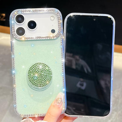 For iPhone Air Diamond Glitter Diamond Round Holder Phone Case(Light Green) - iPhone Air Cases by buy2fix | Online Shopping UK | buy2fix