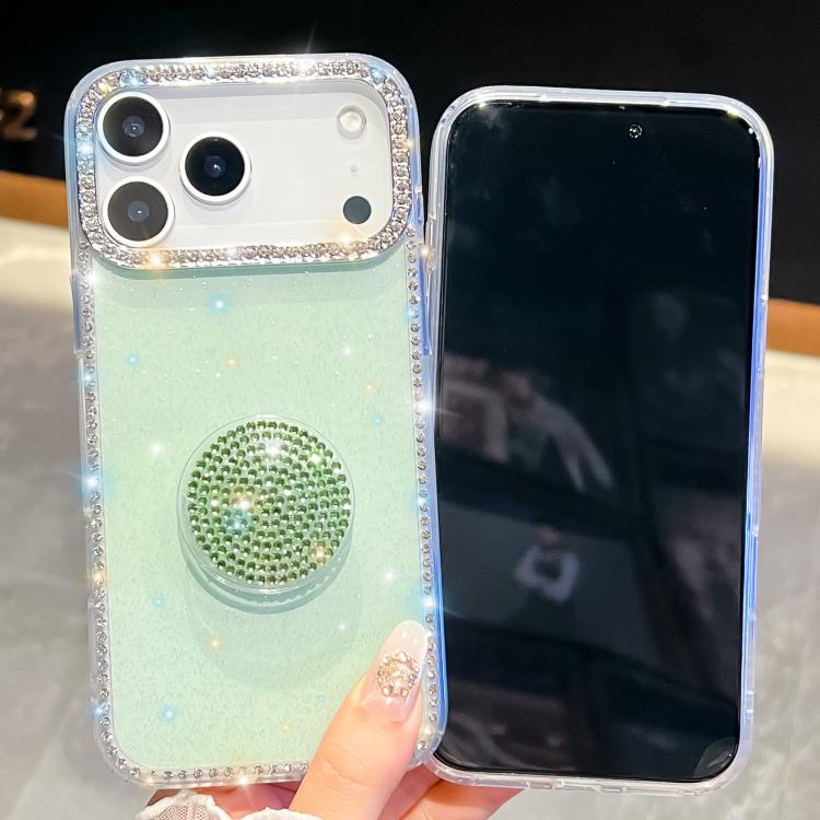 For iPhone Air Diamond Glitter Diamond Round Holder Phone Case(Light Yellow) - iPhone Air Cases by buy2fix | Online Shopping UK | buy2fix