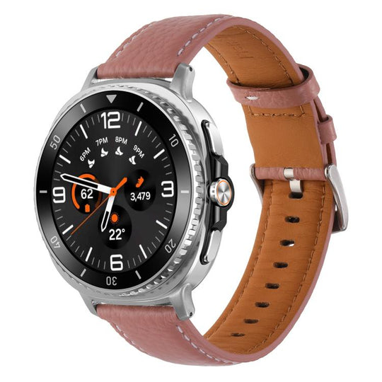 For Galaxy Watch9 / 8 / 8 Classic Lychee Texture Genuine Leather Watch Band(Deep Pink)