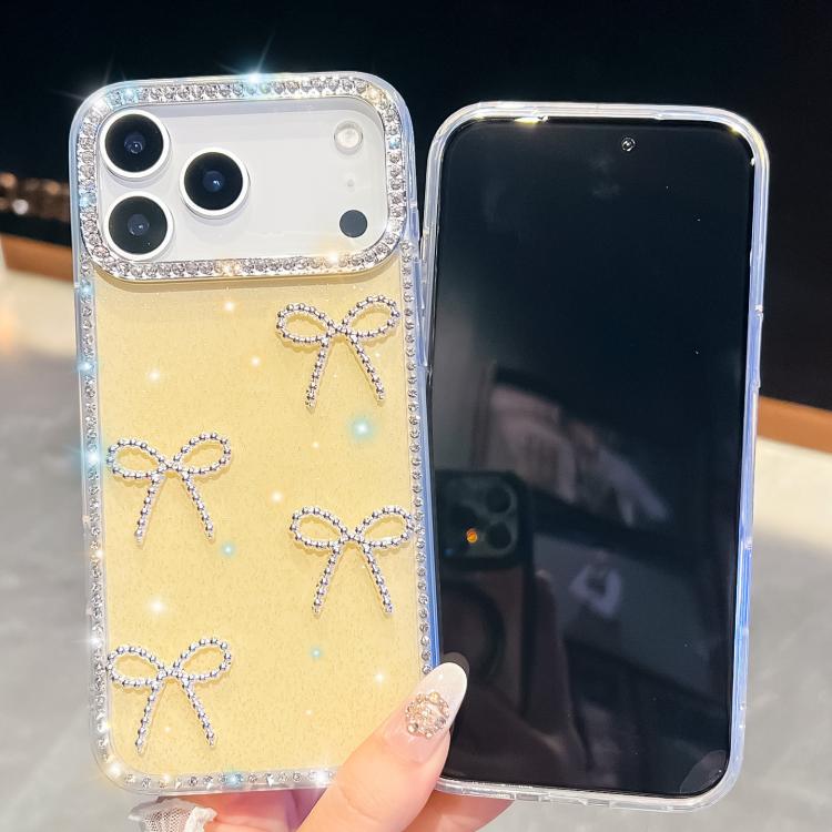 For iPhone Air Diamond Glitter Bow-knot Four-Corner Shockproof Phone Case(White) - iPhone Air Cases by buy2fix | Online Shopping UK | buy2fix
