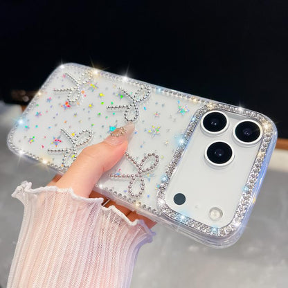 For iPhone Air Diamond Glitter Bow-knot Four-Corner Shockproof Phone Case(Light Yellow) - iPhone Air Cases by buy2fix | Online Shopping UK | buy2fix