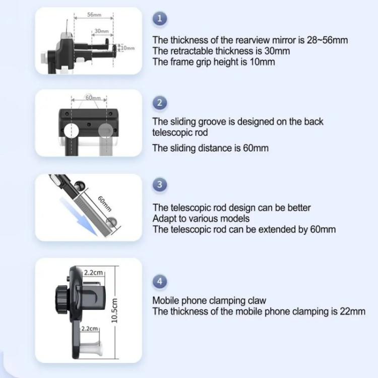 H256 360 Degree Rotation Cellphone Navigation Bracket Car Rearview Mirror Phone Holder - Universal Car Holders by buy2fix | Online Shopping UK | buy2fix