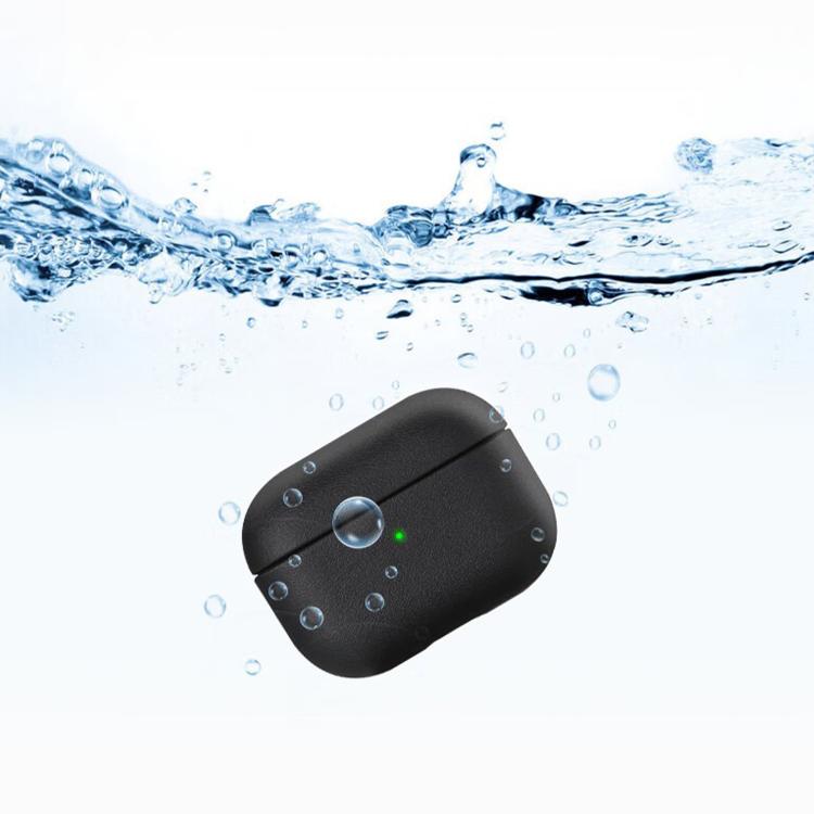 For AirPods Pro 3 Simple Solid Color Soft Leather Texture TPU Earphone Protective Cover with Strap(Black) - For AirPods Pro 3 by buy2fix | Online Shopping UK | buy2fix