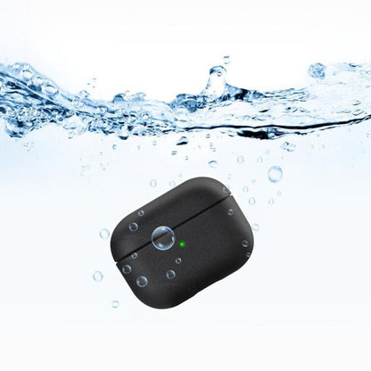 For AirPods Pro 3 Simple Solid Color Soft Leather Texture TPU Earphone Protective Cover with Strap(Black) - For AirPods Pro 3 by buy2fix | Online Shopping UK | buy2fix