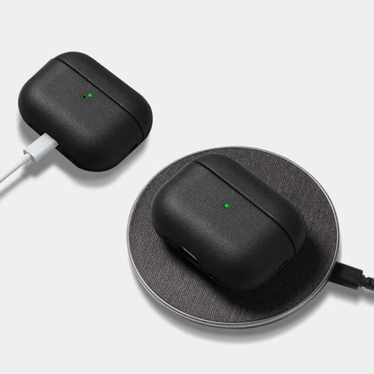 For AirPods Pro 3 Simple Solid Color Soft Leather Texture TPU Earphone Protective Cover with Strap(Black) - For AirPods Pro 3 by buy2fix | Online Shopping UK | buy2fix