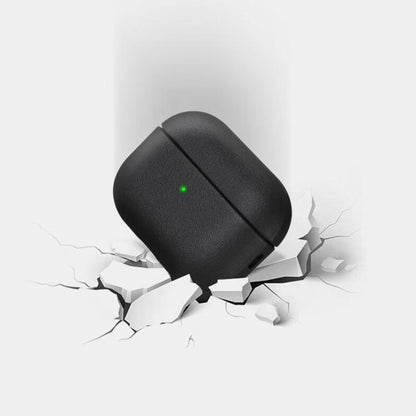 For AirPods Pro 3 Simple Solid Color Soft Leather Texture TPU Earphone Protective Cover with Strap(Black) - For AirPods Pro 3 by buy2fix | Online Shopping UK | buy2fix