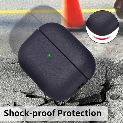 For AirPods Pro 3 Simple Solid Color Soft Leather Texture TPU Earphone Protective Cover with Strap(Black) - For AirPods Pro 3 by buy2fix | Online Shopping UK | buy2fix