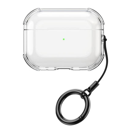 For AirPods Pro Simple Transparent Soft Shell TPU Earphone Protective Cover  with Ring Rope(Transparent) - For AirPods Pro by buy2fix | Online Shopping UK | buy2fix