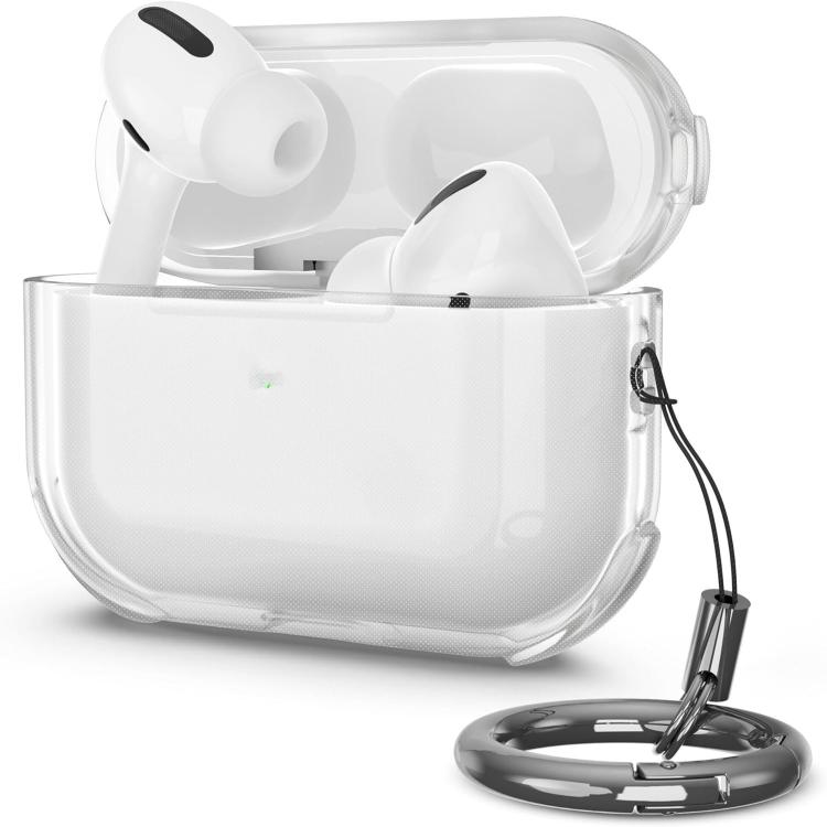 For AirPods Pro Simple Transparent Soft Shell TPU Earphone Protective Cover  with Ring Rope(Transparent) - For AirPods Pro by buy2fix | Online Shopping UK | buy2fix