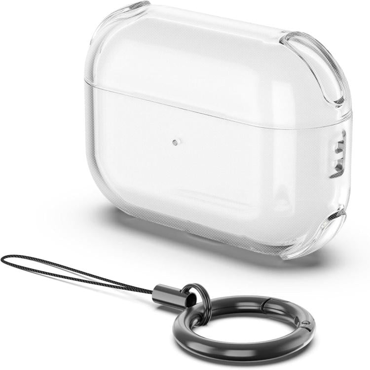 For AirPods Pro Simple Transparent Soft Shell TPU Earphone Protective Cover  with Ring Rope(Transparent) - For AirPods Pro by buy2fix | Online Shopping UK | buy2fix