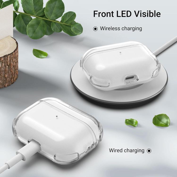 For AirPods Pro Simple Transparent Soft Shell TPU Earphone Protective Cover  with Ring Rope(Transparent) - For AirPods Pro by buy2fix | Online Shopping UK | buy2fix