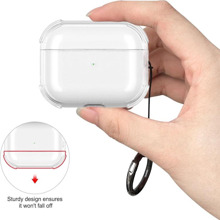 For AirPods Pro 3 Simple Transparent Soft Shell TPU Earphone Protective Cover  with Ring Rope(Transparent) - For AirPods Pro 3 by buy2fix | Online Shopping UK | buy2fix