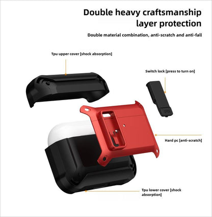 For AirPods Pro 3 Lock TPU Hybrid PC Earphone Protective Cover(White) - For AirPods Pro 3 by buy2fix | Online Shopping UK | buy2fix