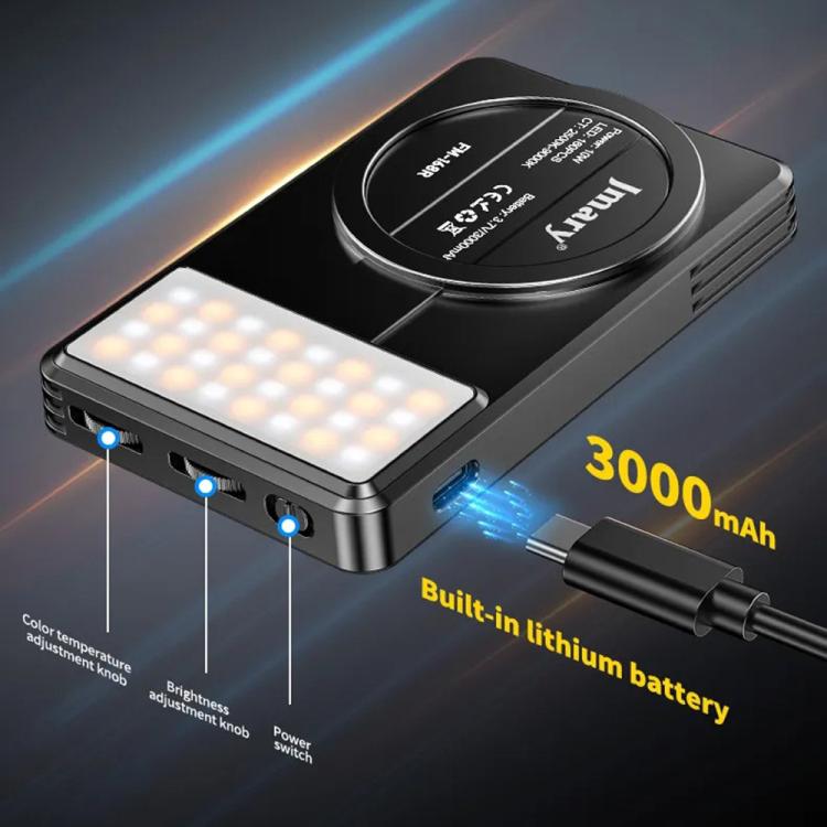 JMARY FM-168R Dual Color Temperature 160 LED Beads Portable Magnetic Phone Fill Light(Black) -  by Jmary | Online Shopping UK | buy2fix