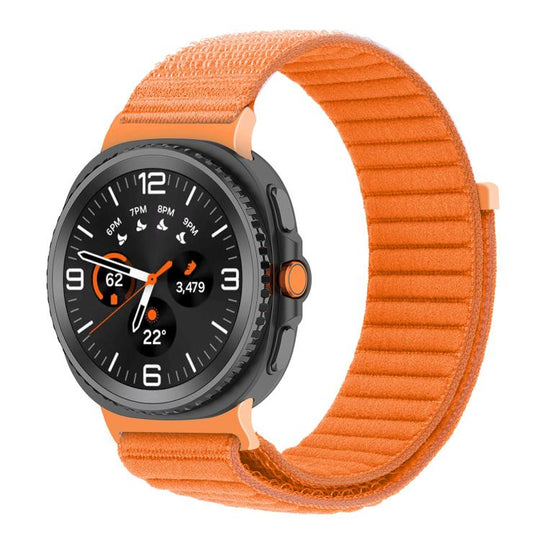 For Galaxy Watch9 / 8 / 8 Classic Same Color Wave Texture Braided Nylon Loop Watch Band(Orange)