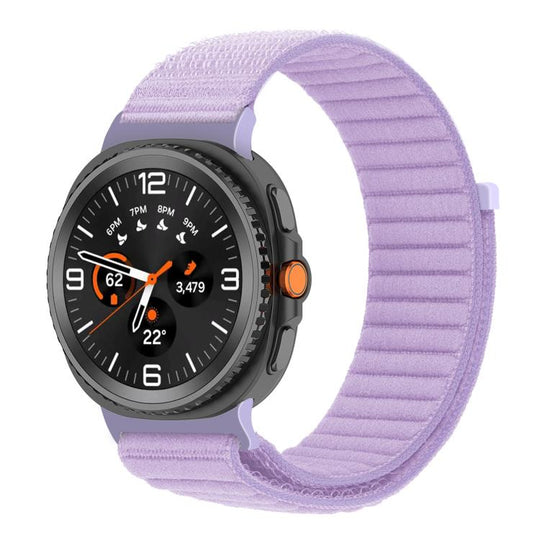 For Galaxy Watch9 / 8 / 8 Classic Same Color Wave Texture Braided Nylon Loop Watch Band(Windflower Purple)