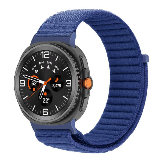 For Galaxy Watch9 / 8 / 8 Classic Same Color Wave Texture Braided Nylon Loop Watch Band(Navy Blue)
