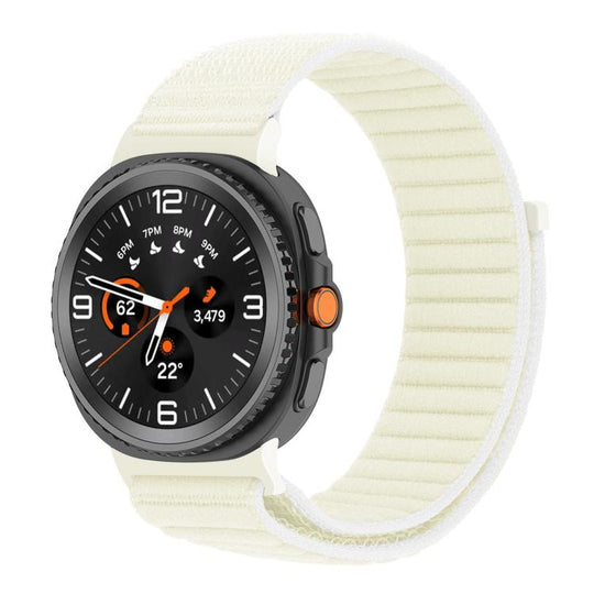 For Galaxy Watch9 / 8 / 8 Classic Same Color Wave Texture Braided Nylon Loop Watch Band(Starlight White)