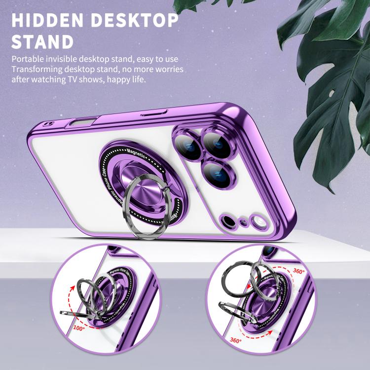 For iPhone 17 Pro Max Colorful 360 Invisible Ring MagSafe Phone Case(Purple) - iPhone 17 Pro Max Cases by buy2fix | Online Shopping UK | buy2fix