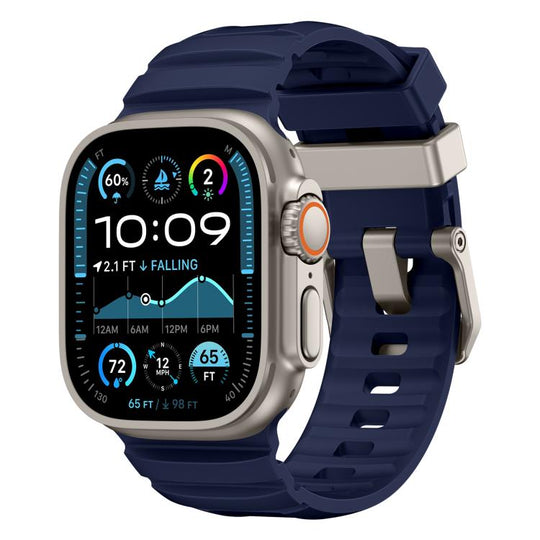 For Apple Watch 46mm / 49mm / 45mm / 44mm Rock-Peak Silicone Watch Band(Titanium Blue)