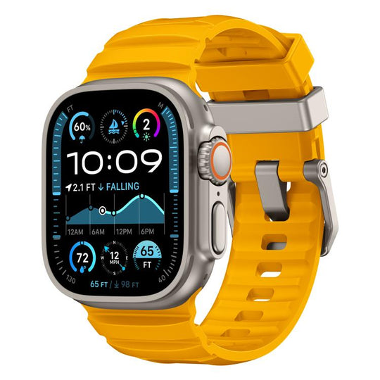 For Apple Watch 46mm / 49mm / 45mm / 44mm Rock-Peak Silicone Watch Band(Titanium Yellow)