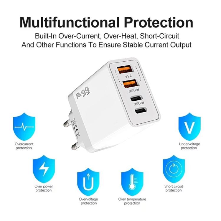 TE-PD44 Dual USB-A Dual Type-C 4-port Mobile Phone Charger EU Plug - USB Charger by buy2fix | Online Shopping UK | buy2fix