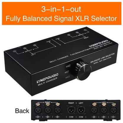 B072 3 Input 1 Output Fully Balanced Signal Selector 3-Channel Balanced Line Selector, No Need For External Power Supply Lossless Switching -  by buy2fix | Online Shopping UK | buy2fix