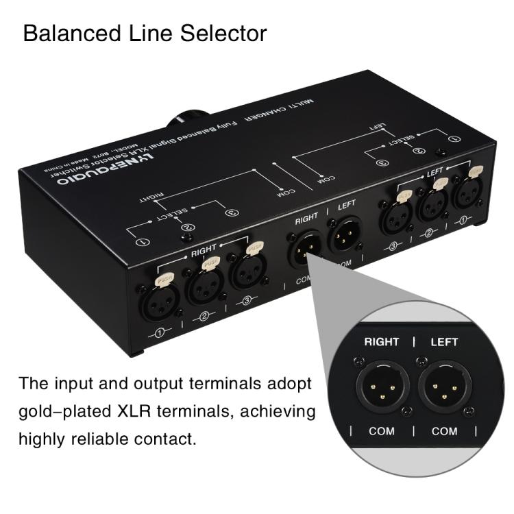 B072 3 Input 1 Output Fully Balanced Signal Selector 3-Channel Balanced Line Selector, No Need For External Power Supply Lossless Switching -  by buy2fix | Online Shopping UK | buy2fix