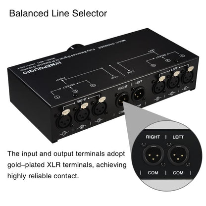 B072 3 Input 1 Output Fully Balanced Signal Selector 3-Channel Balanced Line Selector, No Need For External Power Supply Lossless Switching -  by buy2fix | Online Shopping UK | buy2fix