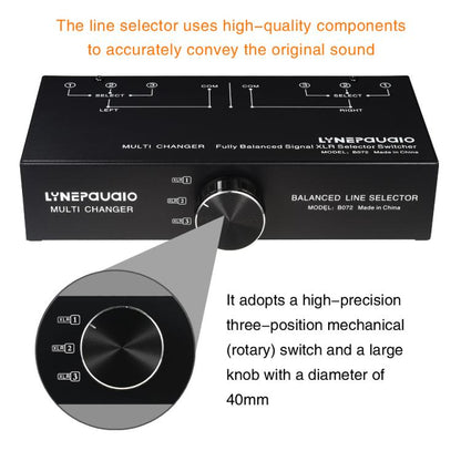 B072 3 Input 1 Output Fully Balanced Signal Selector 3-Channel Balanced Line Selector, No Need For External Power Supply Lossless Switching -  by buy2fix | Online Shopping UK | buy2fix