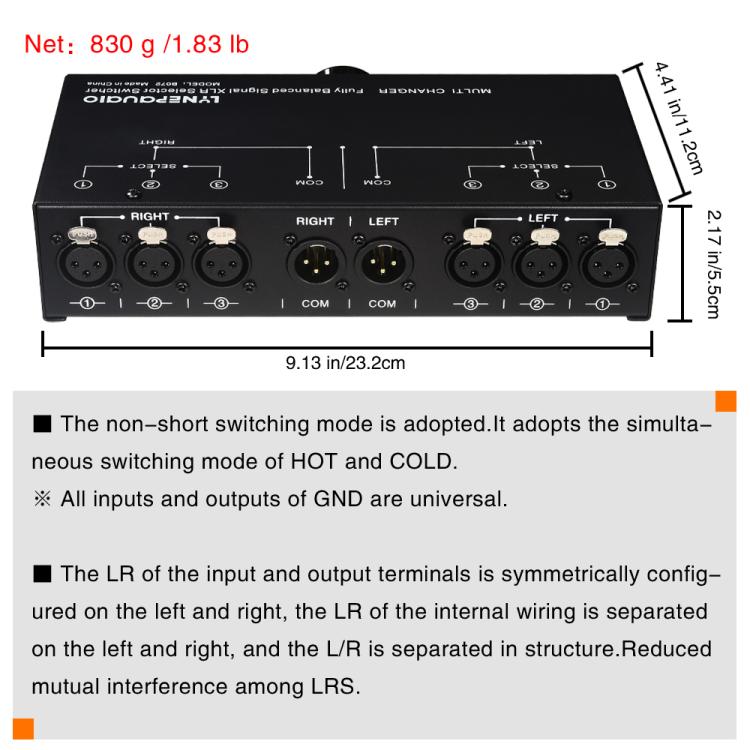 B072 3 Input 1 Output Fully Balanced Signal Selector 3-Channel Balanced Line Selector, No Need For External Power Supply Lossless Switching -  by buy2fix | Online Shopping UK | buy2fix