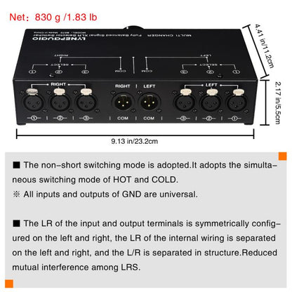 B072 3 Input 1 Output Fully Balanced Signal Selector 3-Channel Balanced Line Selector, No Need For External Power Supply Lossless Switching -  by buy2fix | Online Shopping UK | buy2fix