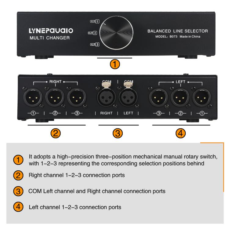 B073 1 Input 3 Output Fully Balanced Signal Selector 3-Channel Balanced Line Selector, No Need For External Power Supply Lossless Switching -  by buy2fix | Online Shopping UK | buy2fix