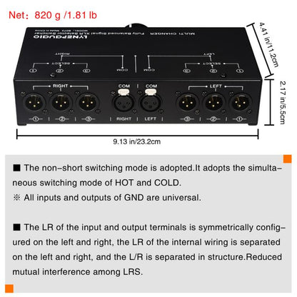 B073 1 Input 3 Output Fully Balanced Signal Selector 3-Channel Balanced Line Selector, No Need For External Power Supply Lossless Switching -  by buy2fix | Online Shopping UK | buy2fix