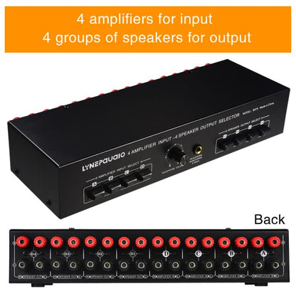 B075 4 Input 4 Ooutput Power Amplifier Speaker Selector Switcher,  300W Sound Quality Per Channel No Loss -  by buy2fix | Online Shopping UK | buy2fix