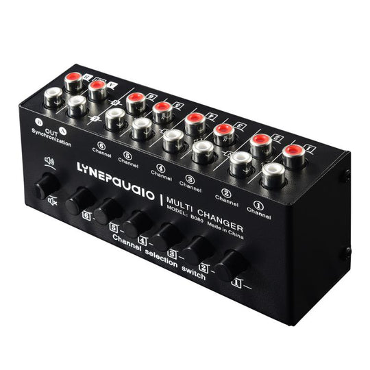 B080 6 Input 2 Output Audio Signal Selector Audio Switcher, 2-Channel Synchronous Output RCA Interface