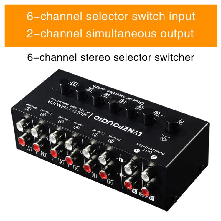 B080 6 Input 2 Output Audio Signal Selector Audio Switcher, 2-Channel Synchronous Output RCA Interface -  by buy2fix | Online Shopping UK | buy2fix