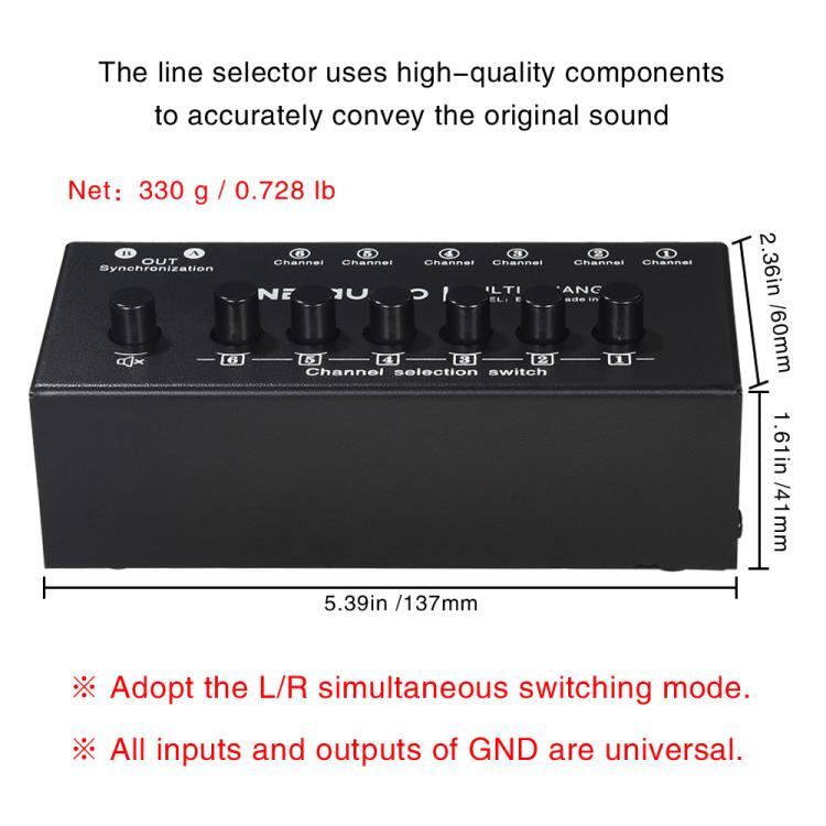 B080 6 Input 2 Output Audio Signal Selector Audio Switcher, 2-Channel Synchronous Output RCA Interface -  by buy2fix | Online Shopping UK | buy2fix