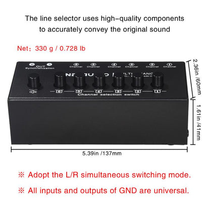 B080 6 Input 2 Output Audio Signal Selector Audio Switcher, 2-Channel Synchronous Output RCA Interface -  by buy2fix | Online Shopping UK | buy2fix