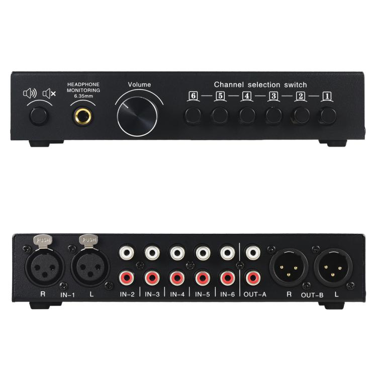 B081 6 Input 3 Outupt Audio Signal Selector Switcher Multi-channel Switcher, Fully Balanced Passive Front Active Speaker Volume Controller RCA Selector -  by buy2fix | Online Shopping UK | buy2fix