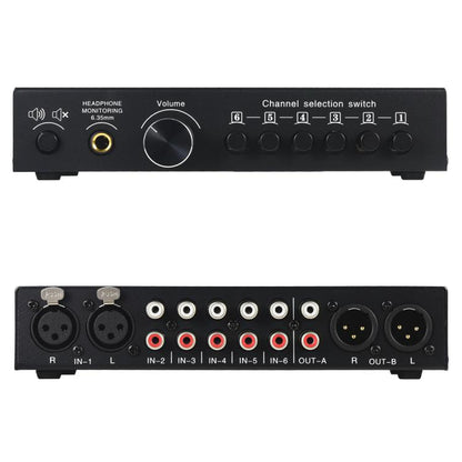B081 6 Input 3 Outupt Audio Signal Selector Switcher Multi-channel Switcher, Fully Balanced Passive Front Active Speaker Volume Controller RCA Selector -  by buy2fix | Online Shopping UK | buy2fix