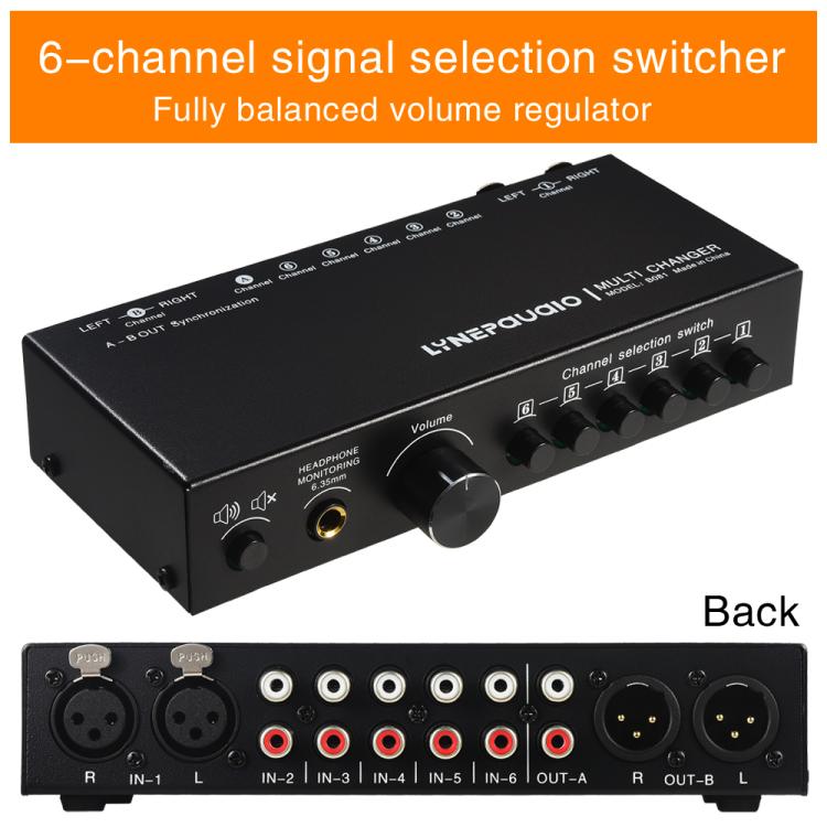 B081 6 Input 3 Outupt Audio Signal Selector Switcher Multi-channel Switcher, Fully Balanced Passive Front Active Speaker Volume Controller RCA Selector -  by buy2fix | Online Shopping UK | buy2fix